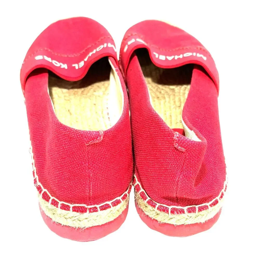 Michael Kors pink canvas espadrilles casual shoes flats US size 9M spell outs